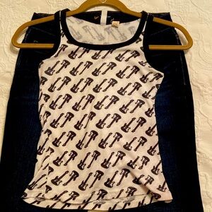 Urban Outfitters S vintage guitar print tank top punk/hipster/rocker/band/music
